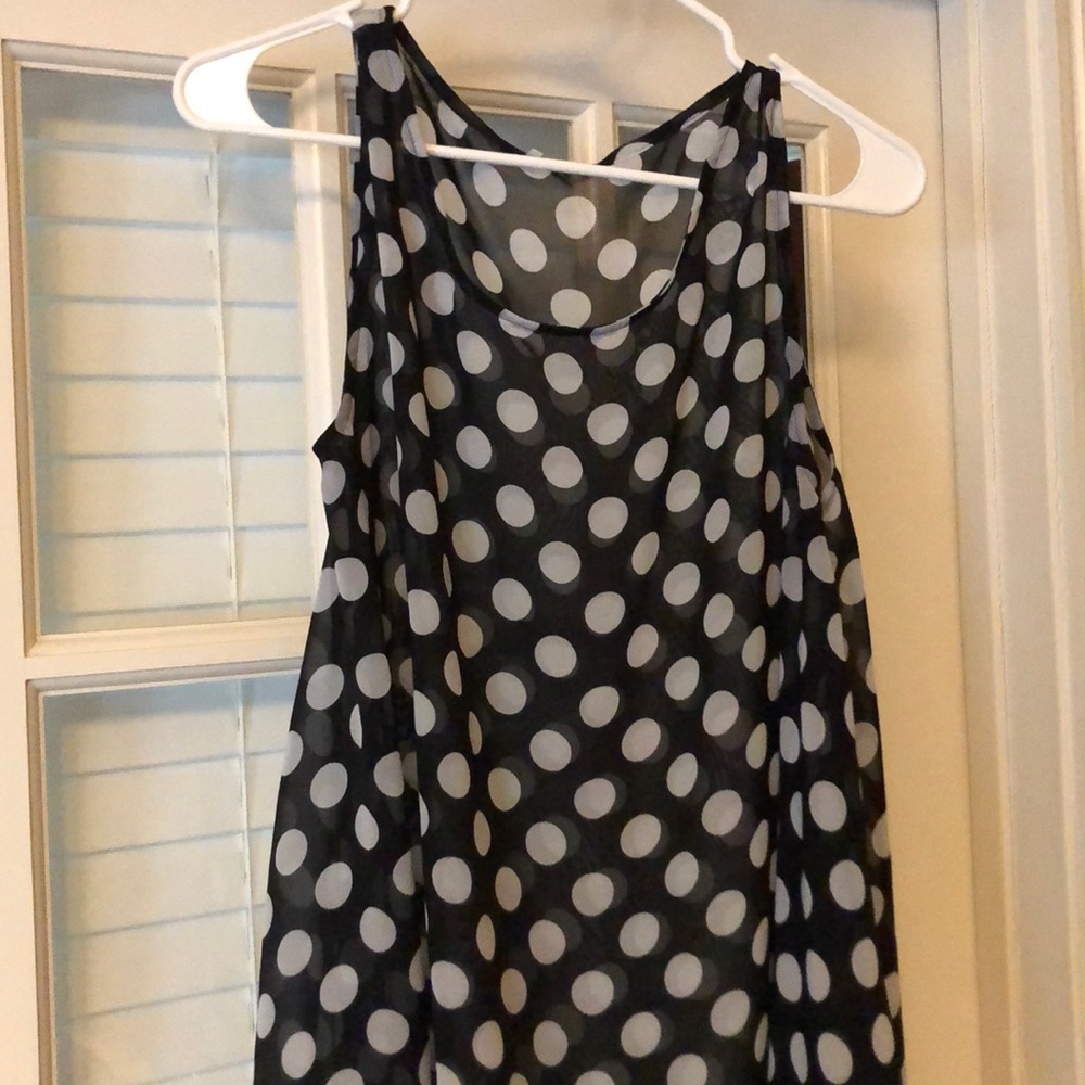 Black with white polka dot sheer vest